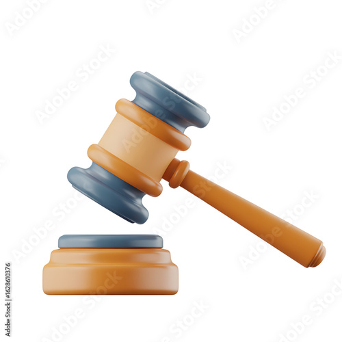 Striking gavel poised to make a decision symbolizes justice, law, and auctioneering with modern appeal for legal and business concepts.