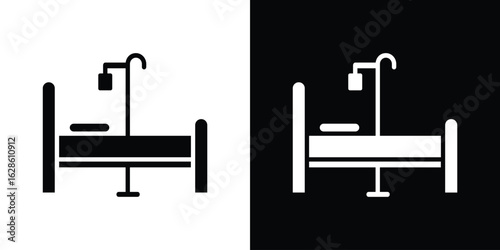 Hospital bed icon. simple glyph icon. Vector solid isolated black illustration.