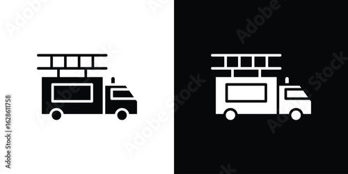 Fire truck icon. simple glyph icon. Vector solid isolated black illustration.
