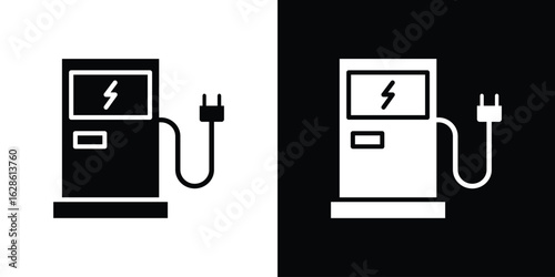 Charging station icon. simple glyph icon. Vector solid isolated black illustration.