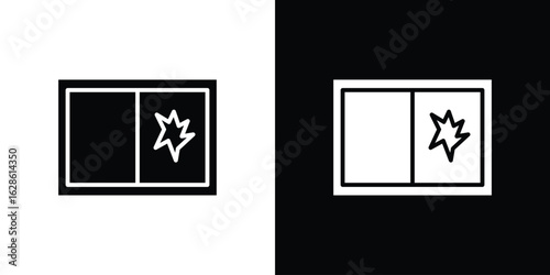 Broken window icon. simple glyph icon. Vector solid isolated black illustration.