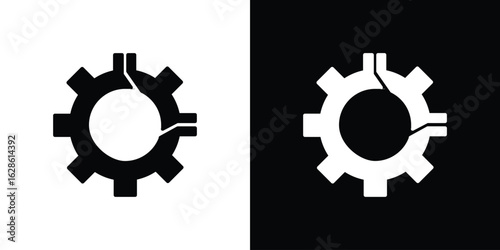 Broken gear icon. simple glyph icon. Vector solid isolated black illustration.