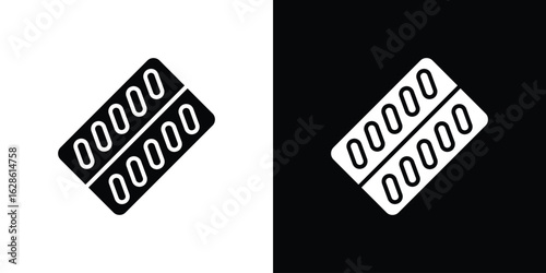 Blister drug pack icon. simple glyph icon. Vector solid isolated black illustration.