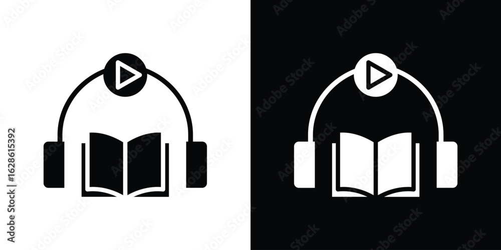 Obraz premium Audio book icon. simple glyph icon. Vector solid isolated black illustration.