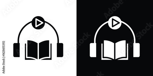 Audio book icon. simple glyph icon. Vector solid isolated black illustration.