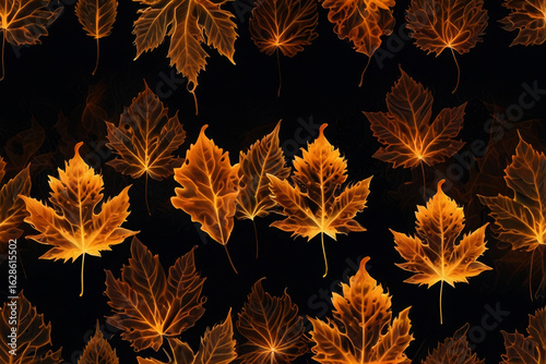 Burning, neon autumn leaves.