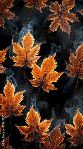 Burning, neon autumn leaves.