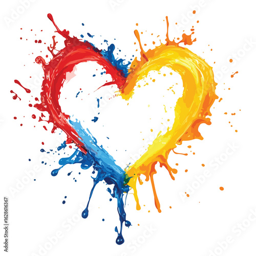 Vibrant Heart-shaped Colorful Paint Splatter