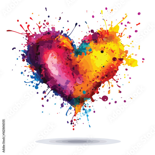Vibrant Heart-shaped Colorful Paint Splatter