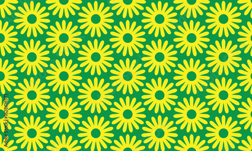 Vintage retro seamless yellow floral pattern with abstract flower illustration backdrop for textile, wallpaper, background design