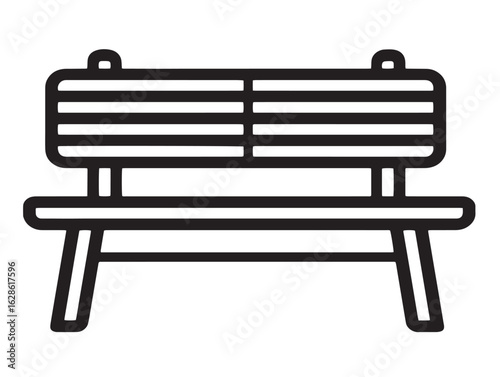 Elegant garden bench design in modern linear vector illustration