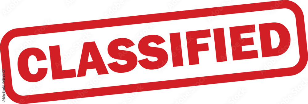 Classified stamp icon isolated on white background . Red classified stamp label icon . Vector Classified stamp icon isolated on white background . Red classified stamp label icon . Vector