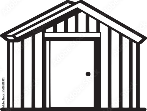 Elegant garden storage shed concept in stylish vector illustration