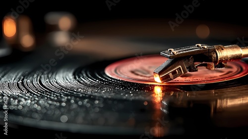 Black vinyl record on its sleeve, capturing the tactile beauty of analog music in a simple still life.