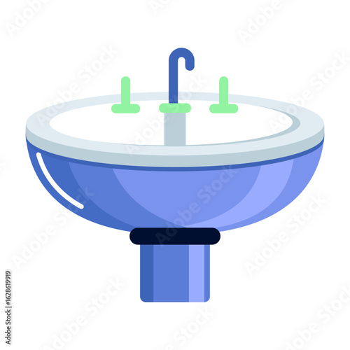 A flat style icon showing bathroom sink
