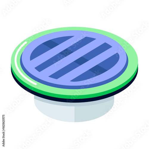 A flat style icon depicting overflow grating