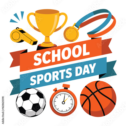 Vector illustration of School Sports Day: Celebrate Victory!