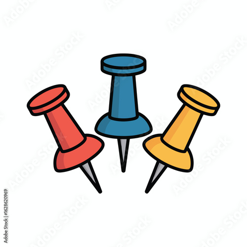 Vector illustration of Colorful Pushpins: A Vibrant Illustration of Office Supplies