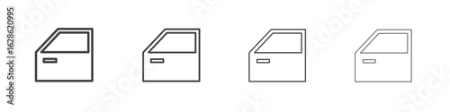 car door icon symbol pictogram. outline black style