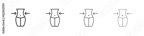 Weight loss icon symbol pictogram. outline black style