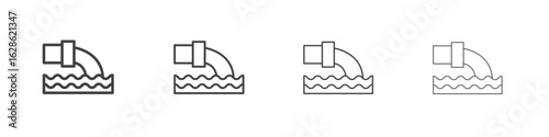 Waste water icon symbol pictogram. outline black style