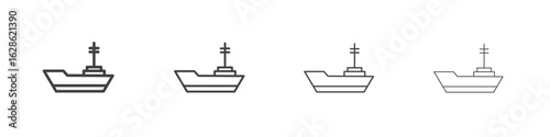 Warship icon symbol pictogram. outline black style