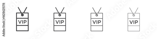 VIP neck tag icon symbol pictogram. outline black style