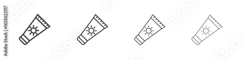 Sun cream icon symbol pictogram. outline black style