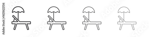 Sun bed icon symbol pictogram. outline black style