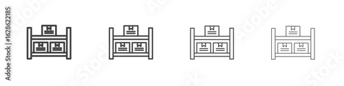 Storage rack icon symbol pictogram. outline black style