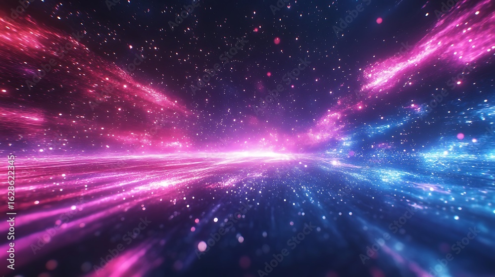 Naklejka premium Ethereal fluid light beam in galactic dreamscape view high resolution picture