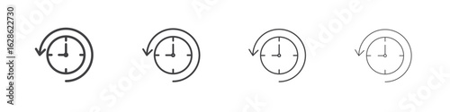 Rewind time icon symbol pictogram. outline black style