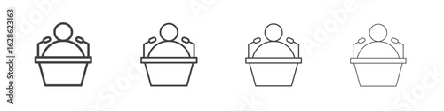 Politician speaker icon symbol pictogram. outline black style