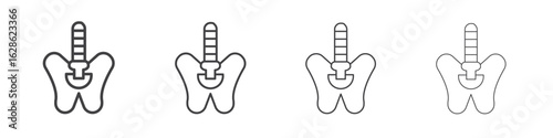 Pelvic area icon symbol pictogram. outline black style