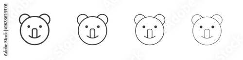 Koala head icon symbol pictogram. outline black style