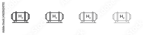 Hydrogen gas tank icon symbol pictogram. outline black style