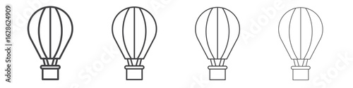 Hot air balloon icon symbol pictogram. outline black style
