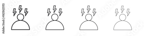 Headache icon symbol pictogram. outline black style