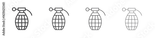 Hand grenade icon symbol pictogram. outline black style