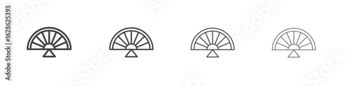 Hand fan icon symbol pictogram. outline black style