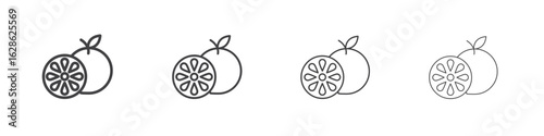 Grapefruit icon symbol pictogram. outline black style