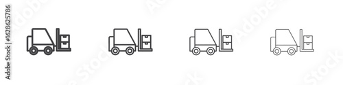 Forklift icon symbol pictogram. outline black style