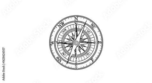 Compass rose vector illustration for navigation nautical travel and direction finding with north south east west