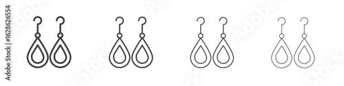 Earrings icon symbol pictogram. outline black style