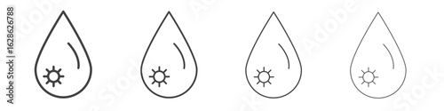 Dirty water drop icon symbol pictogram. outline black style