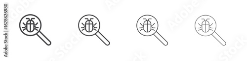 Debug icon symbol pictogram. outline black style