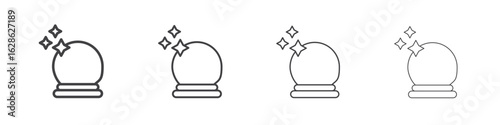 Crystal ball icon symbol pictogram. outline black style