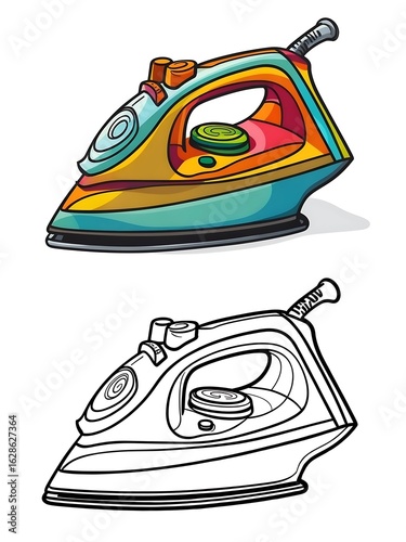 Colorful Cartoon Iron and Line Art Version