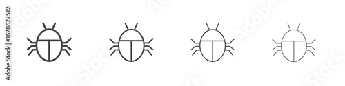 Computer bug icon symbol pictogram. outline black style