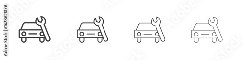 Car repair icon symbol pictogram. outline black style